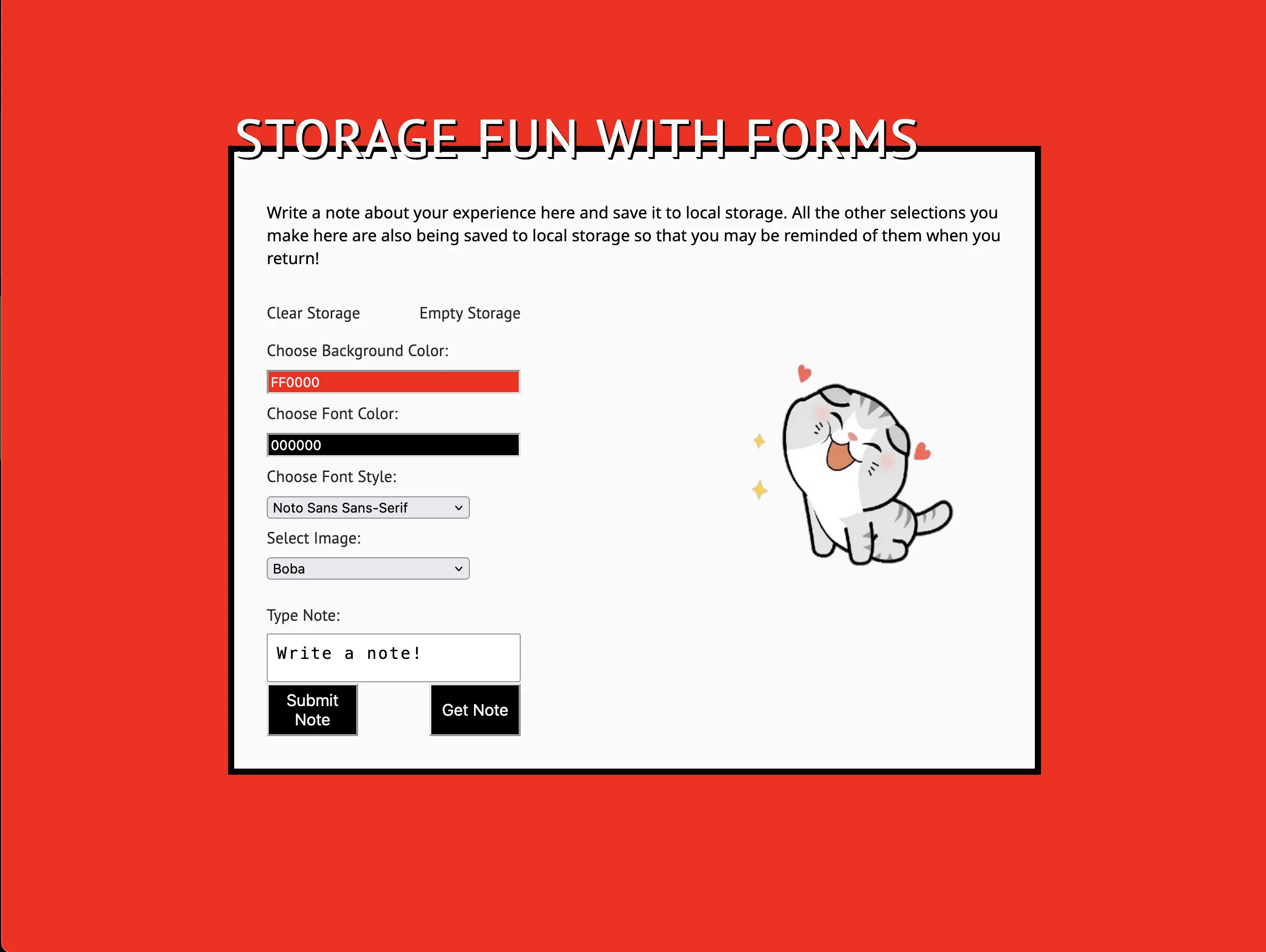 Storage Fun With Forms Application