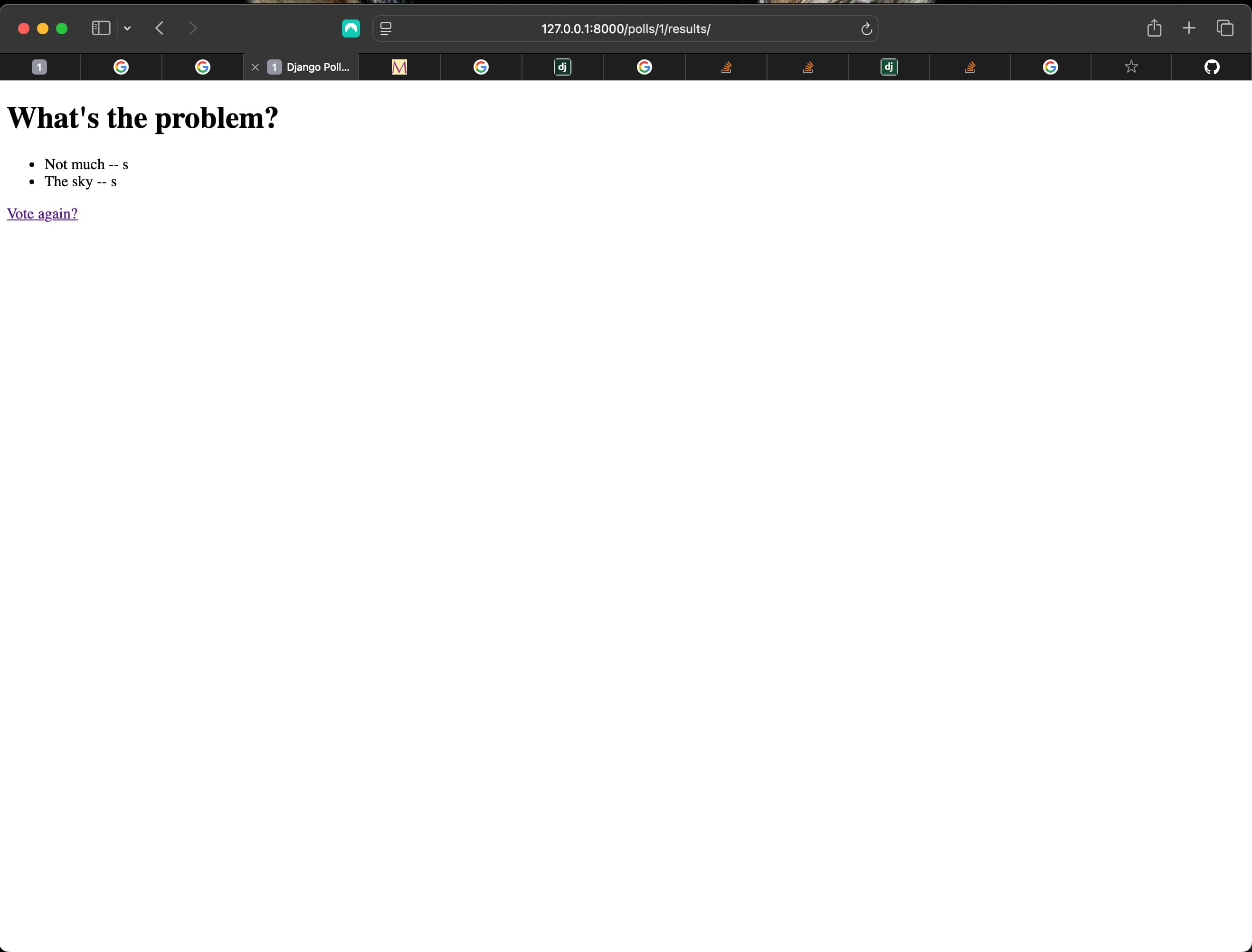 Result of submitting a vote