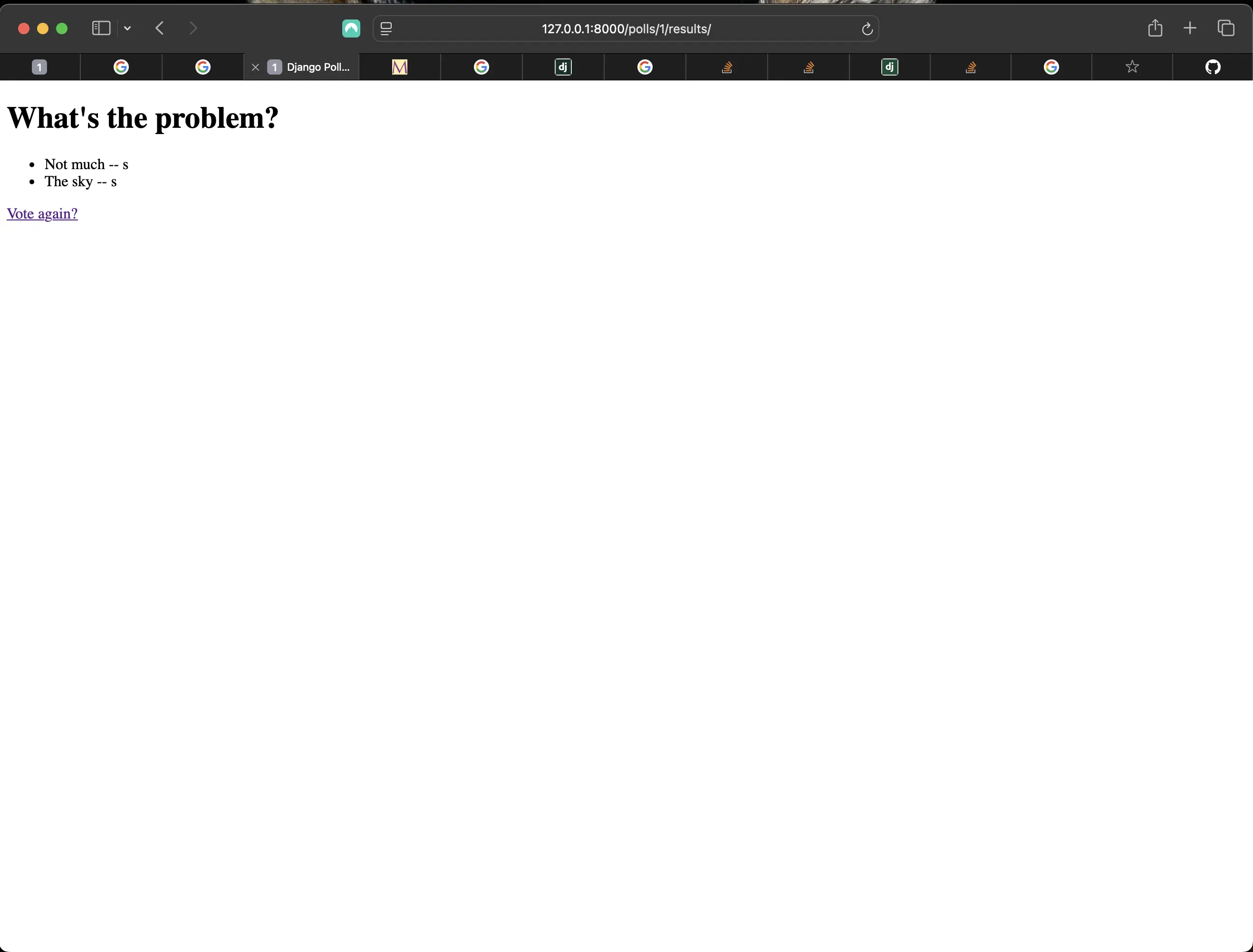 Result of submitting a vote