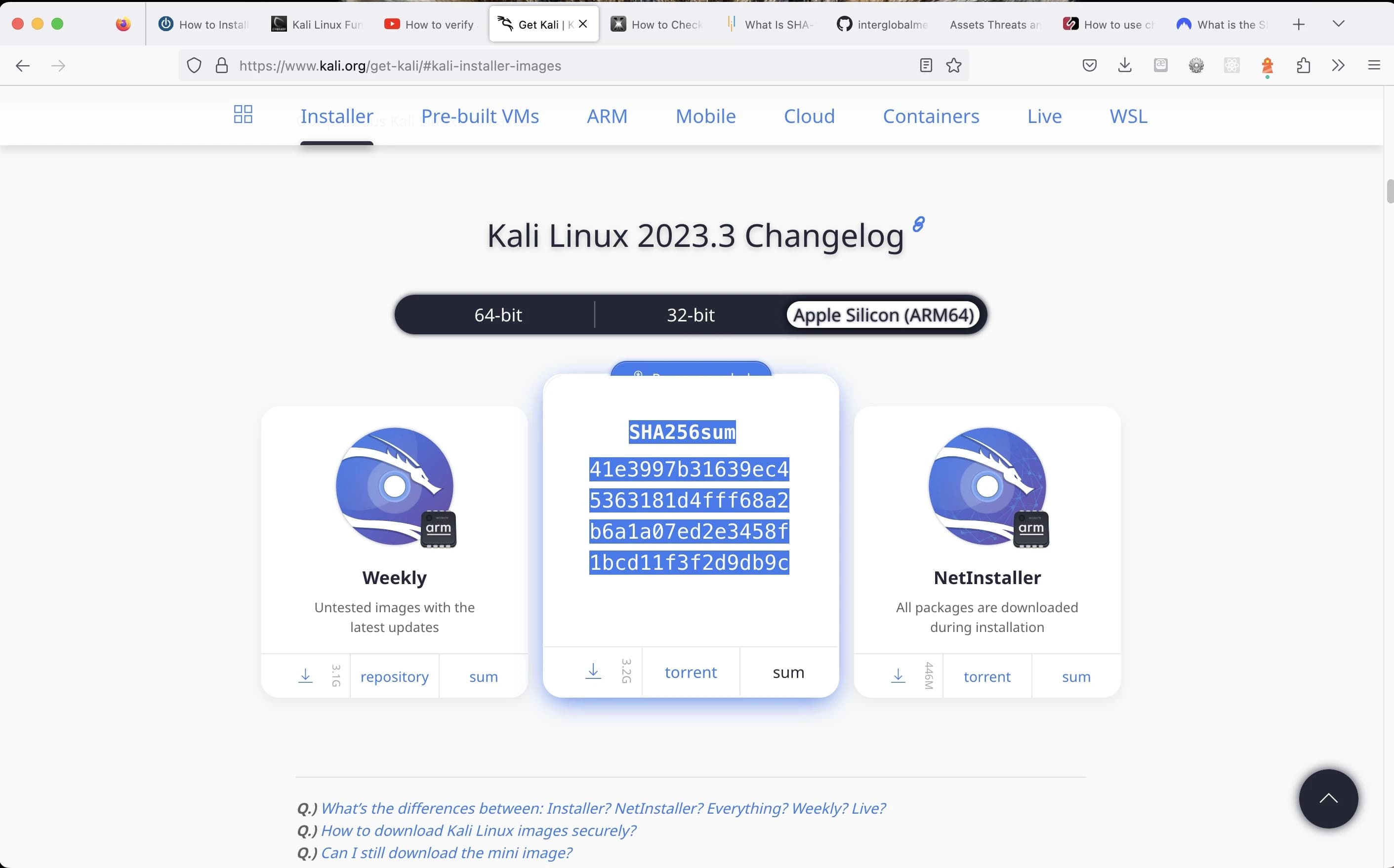 Checksum Verification: Kali Linux Download