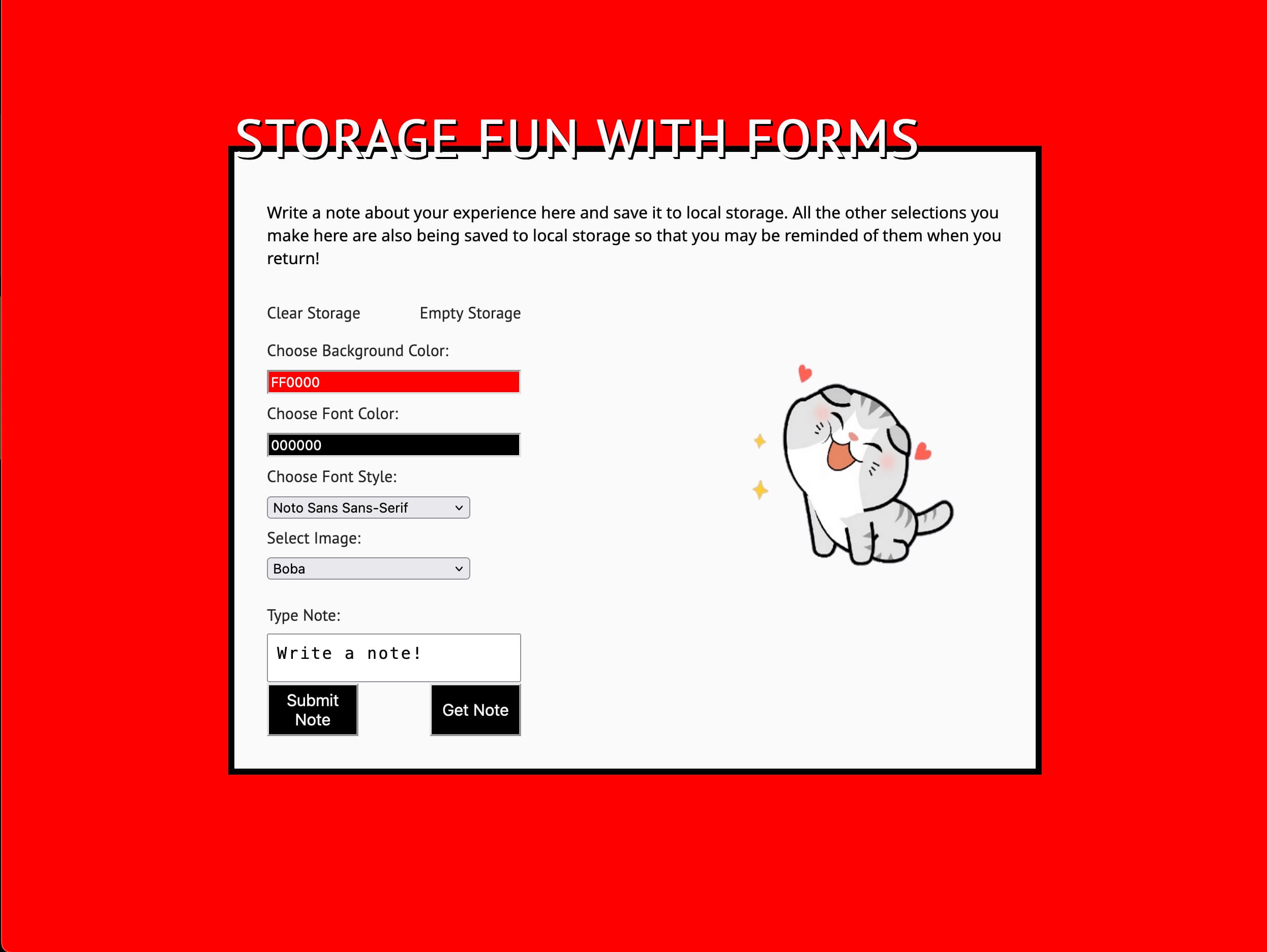 Storage Fun With Forms Application
