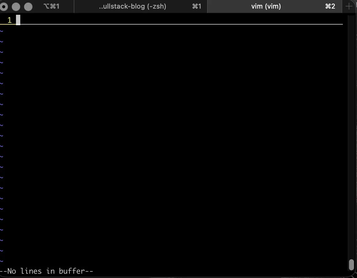 Screenshot of state of the file after executing :%d