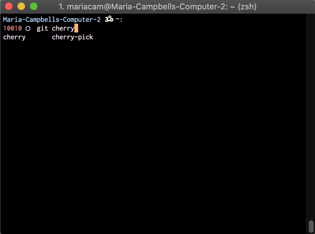 Git auto-complete feature in action