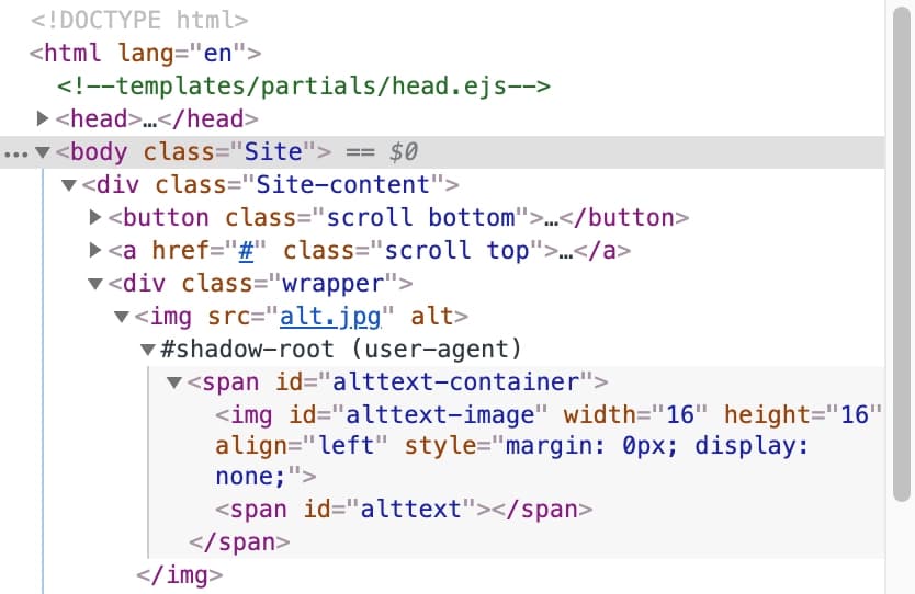 screenshot of altext image set to none