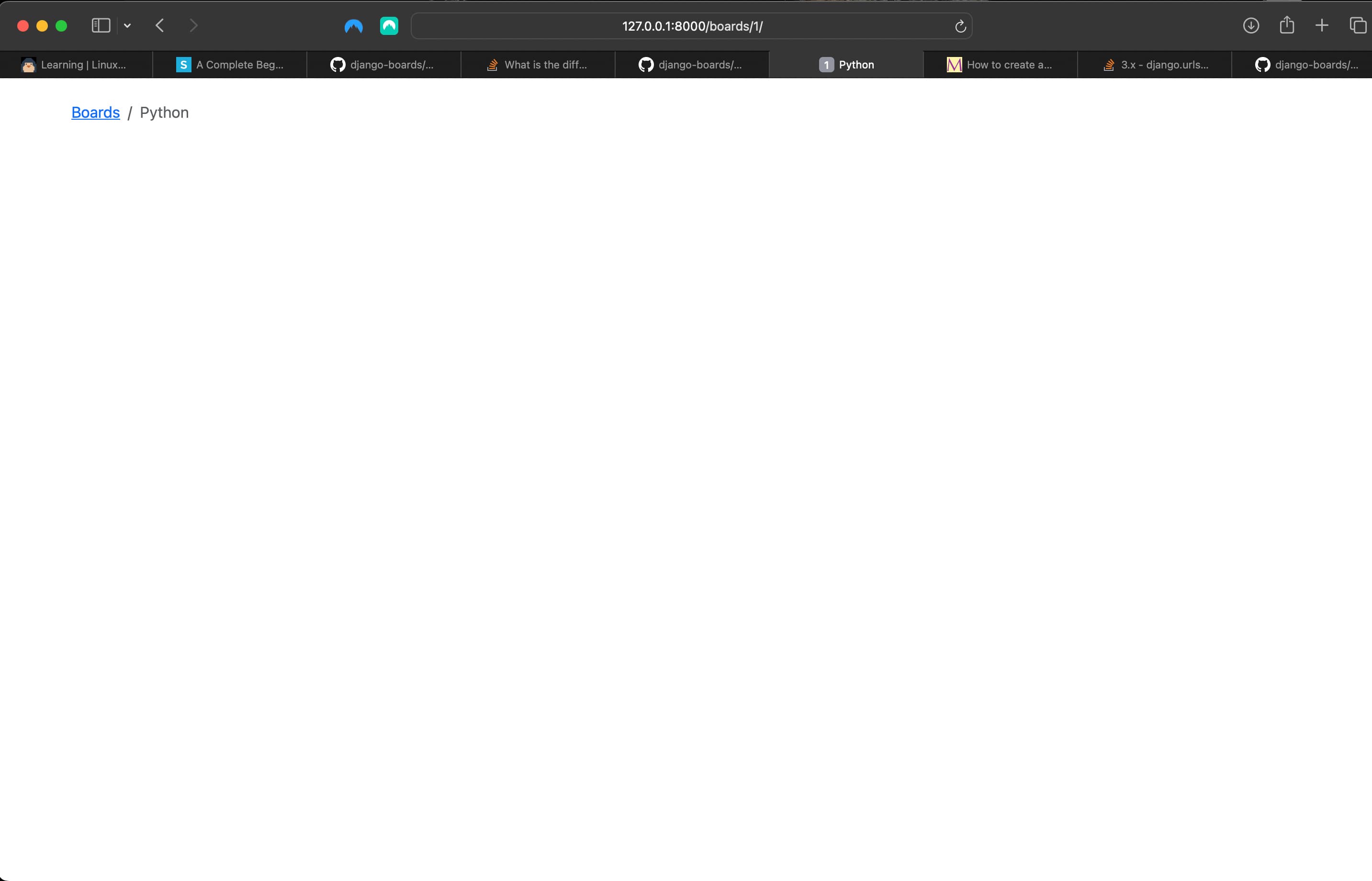 Single Board page links back to index/home page