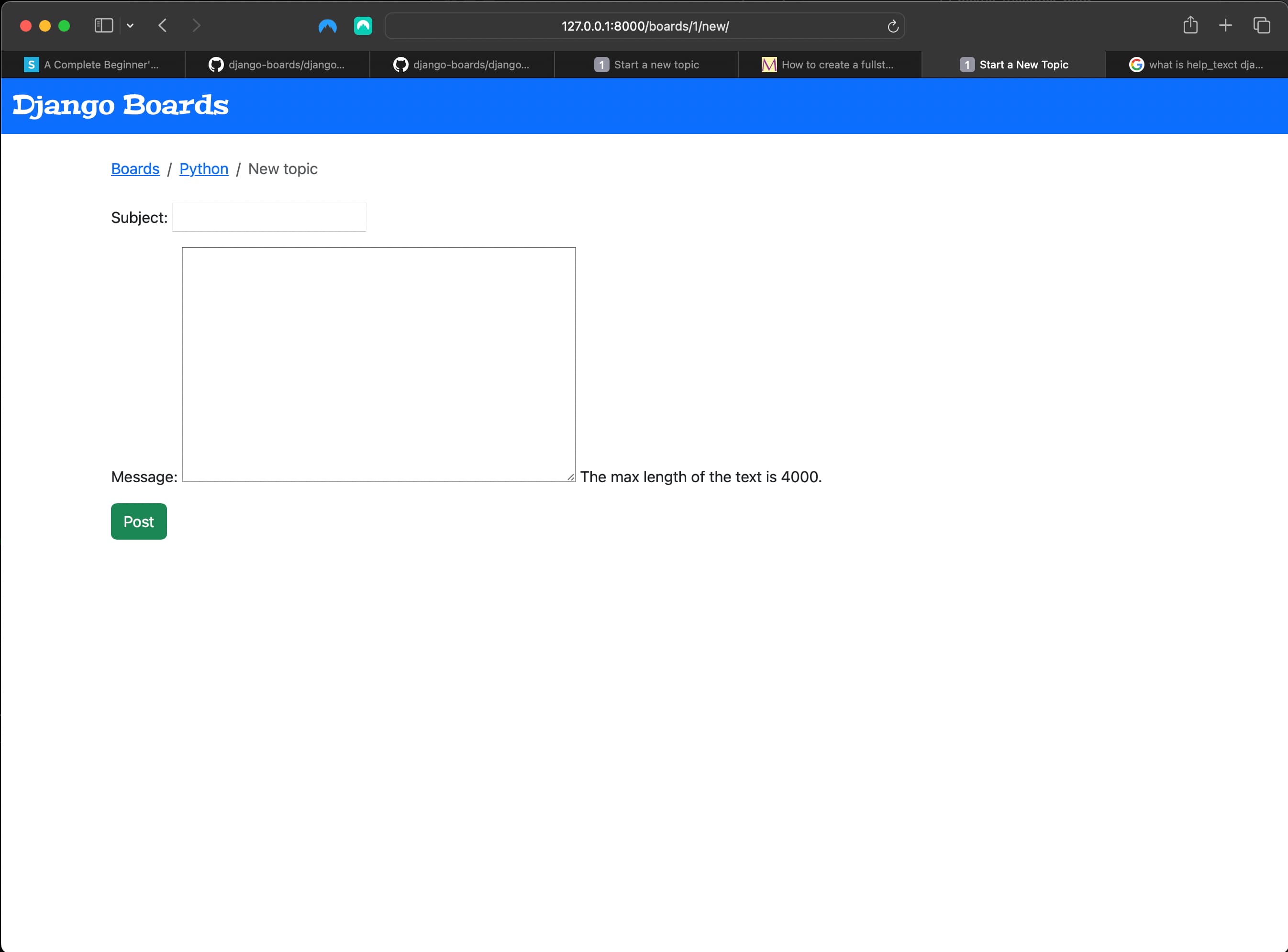 topic_view with Textarea widget help_text