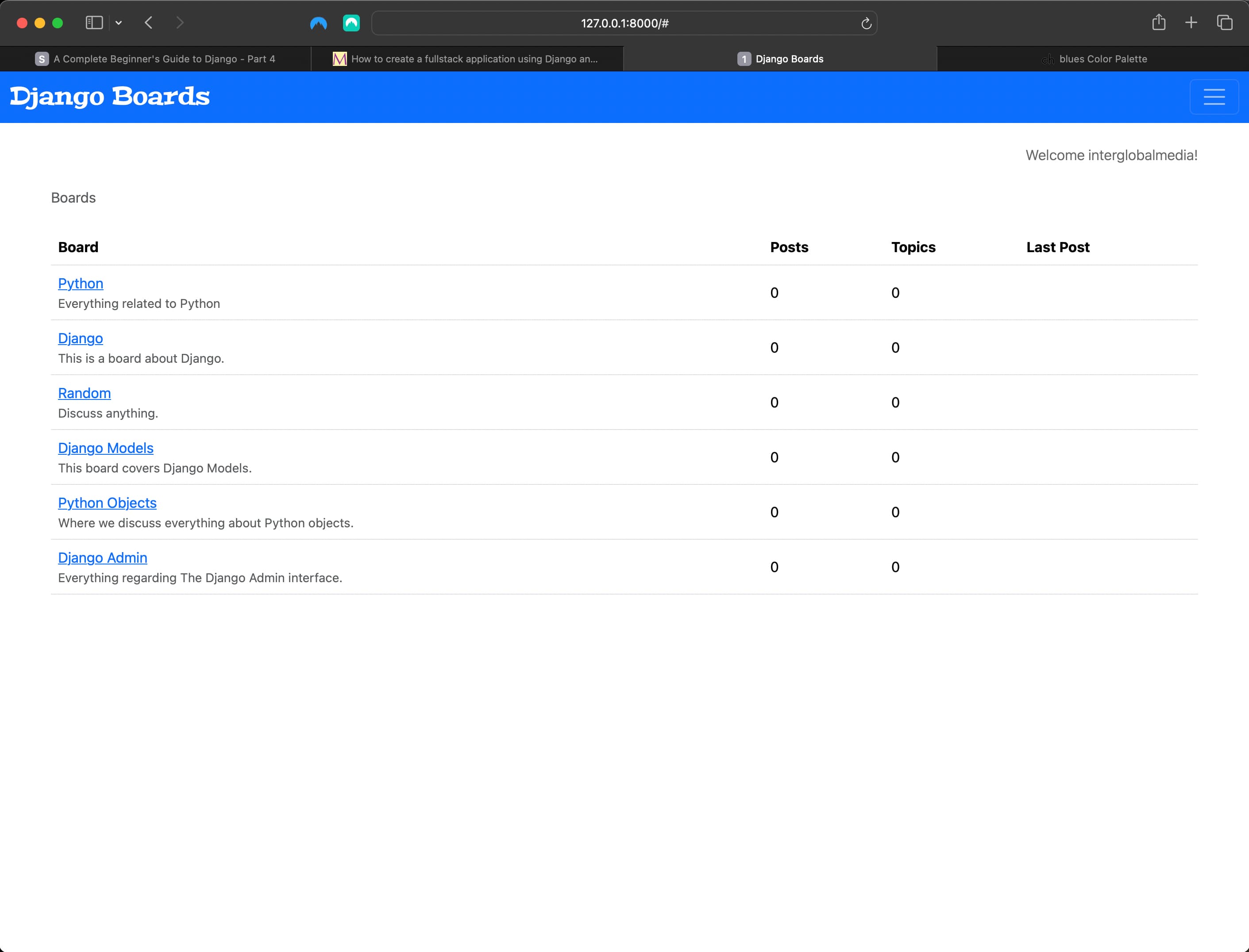 Index/home page includes logged in user