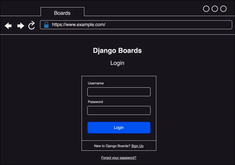 The login page