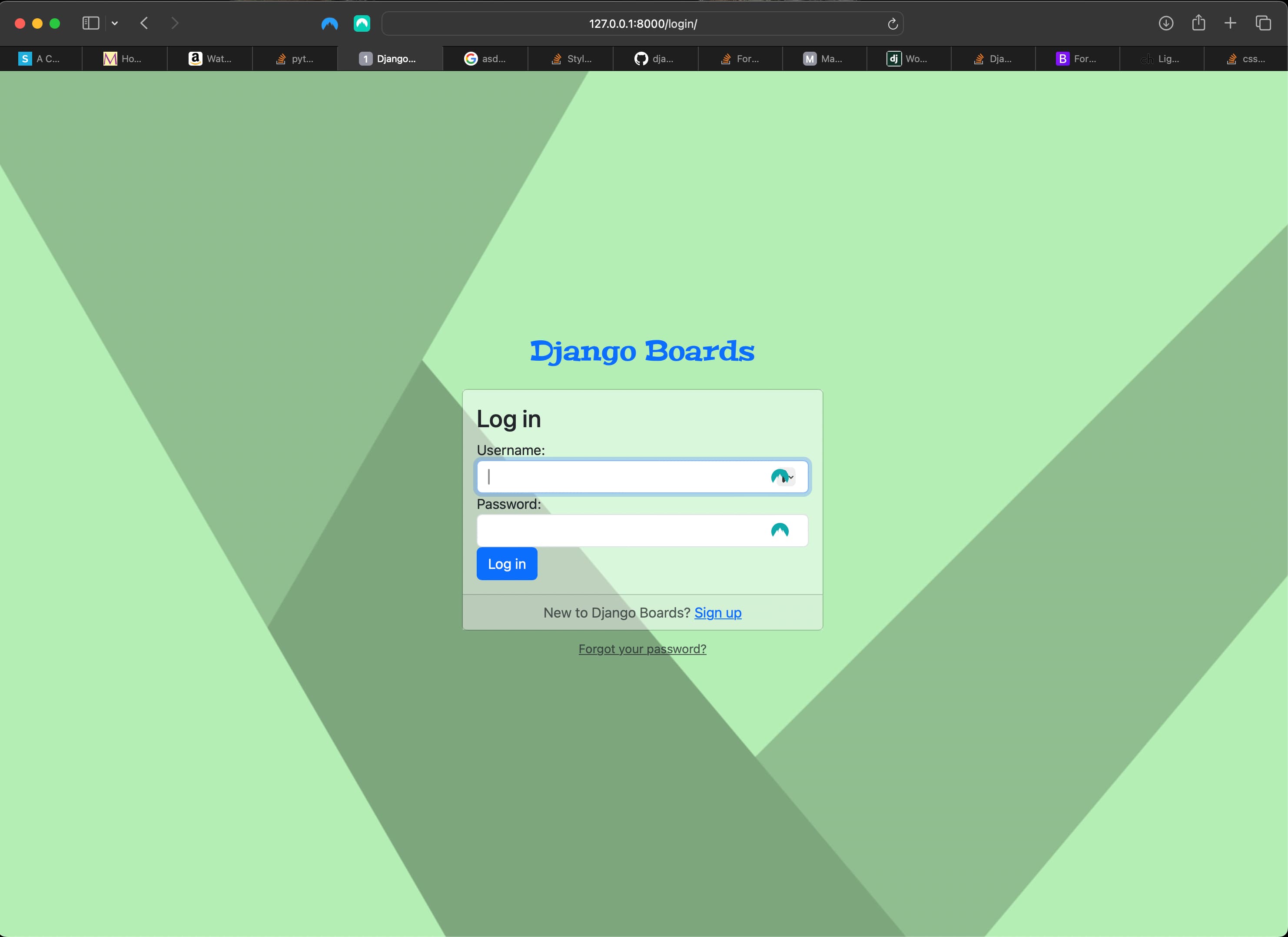 Rendering of the login view before the user types anything