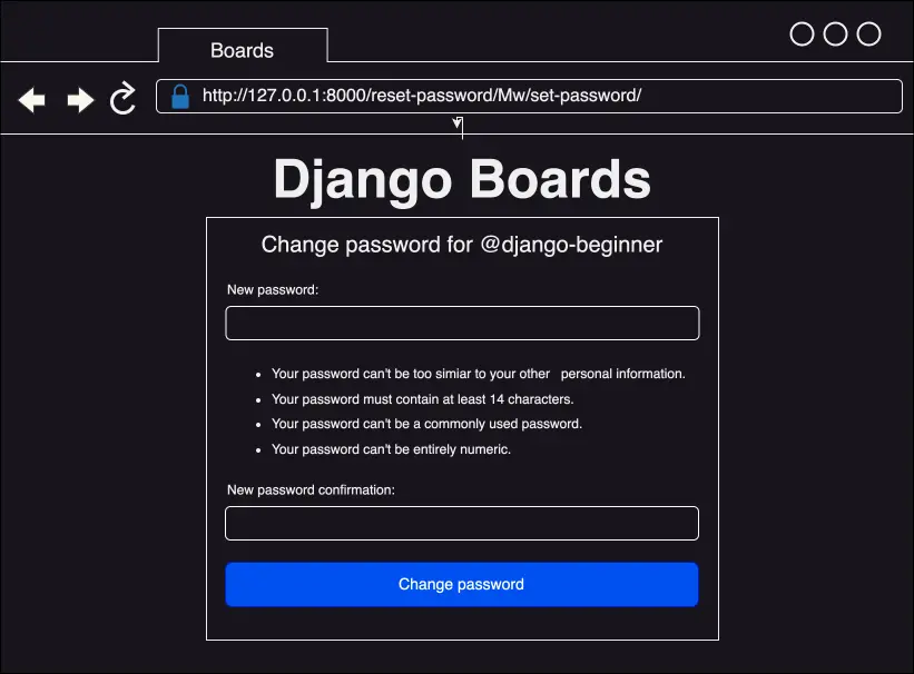 Password reset link is valid