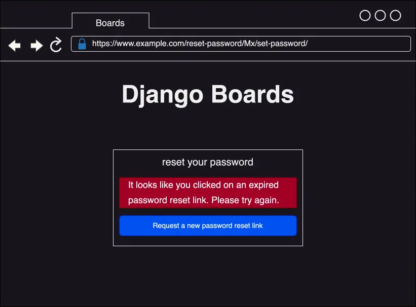 Password reset link has expired