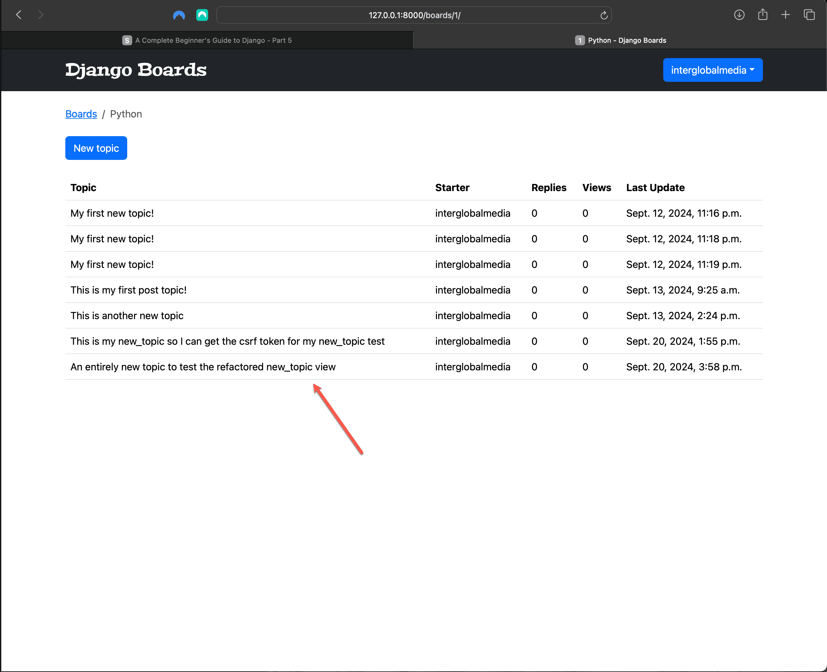 Creating a new topic using refactored new_topic view