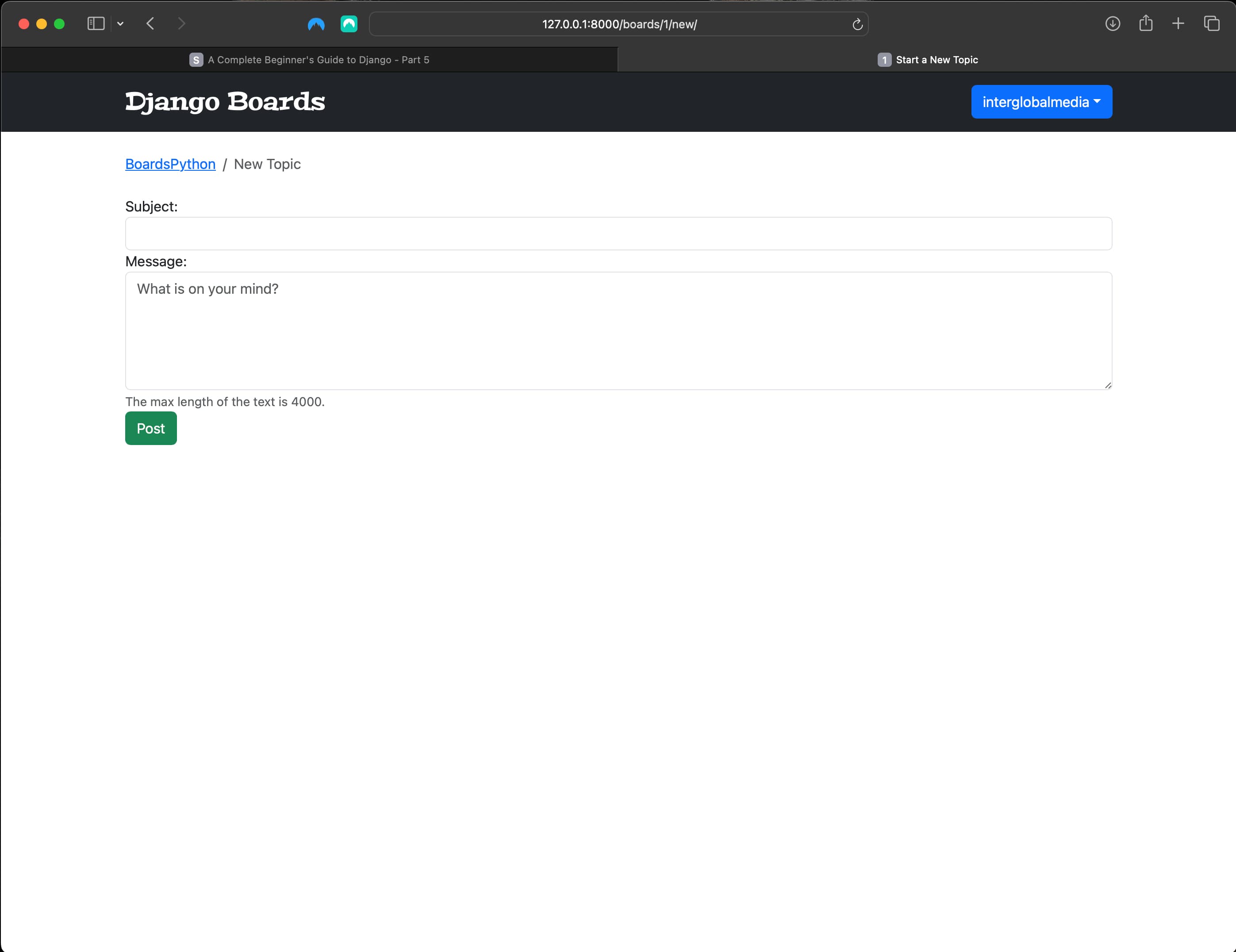The unprotected new_topic view