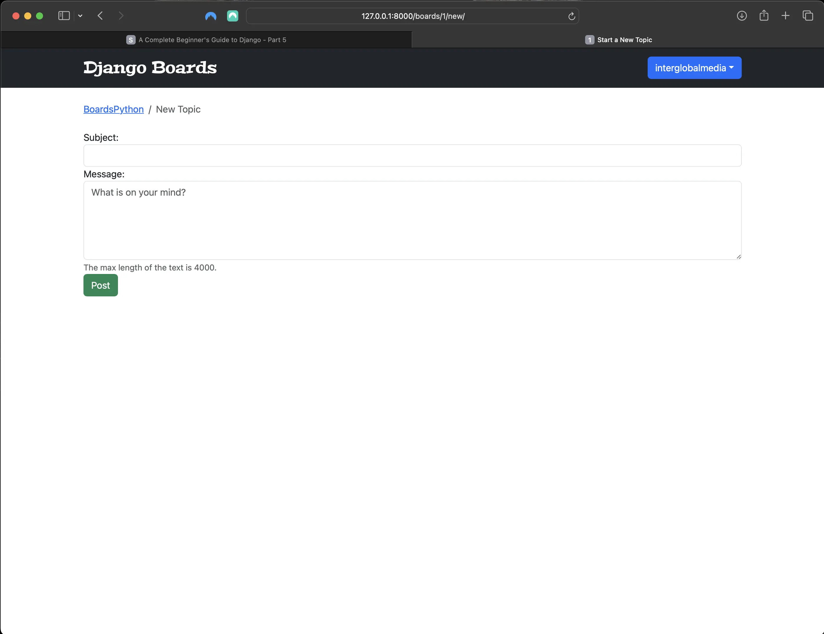 The unprotected new_topic view