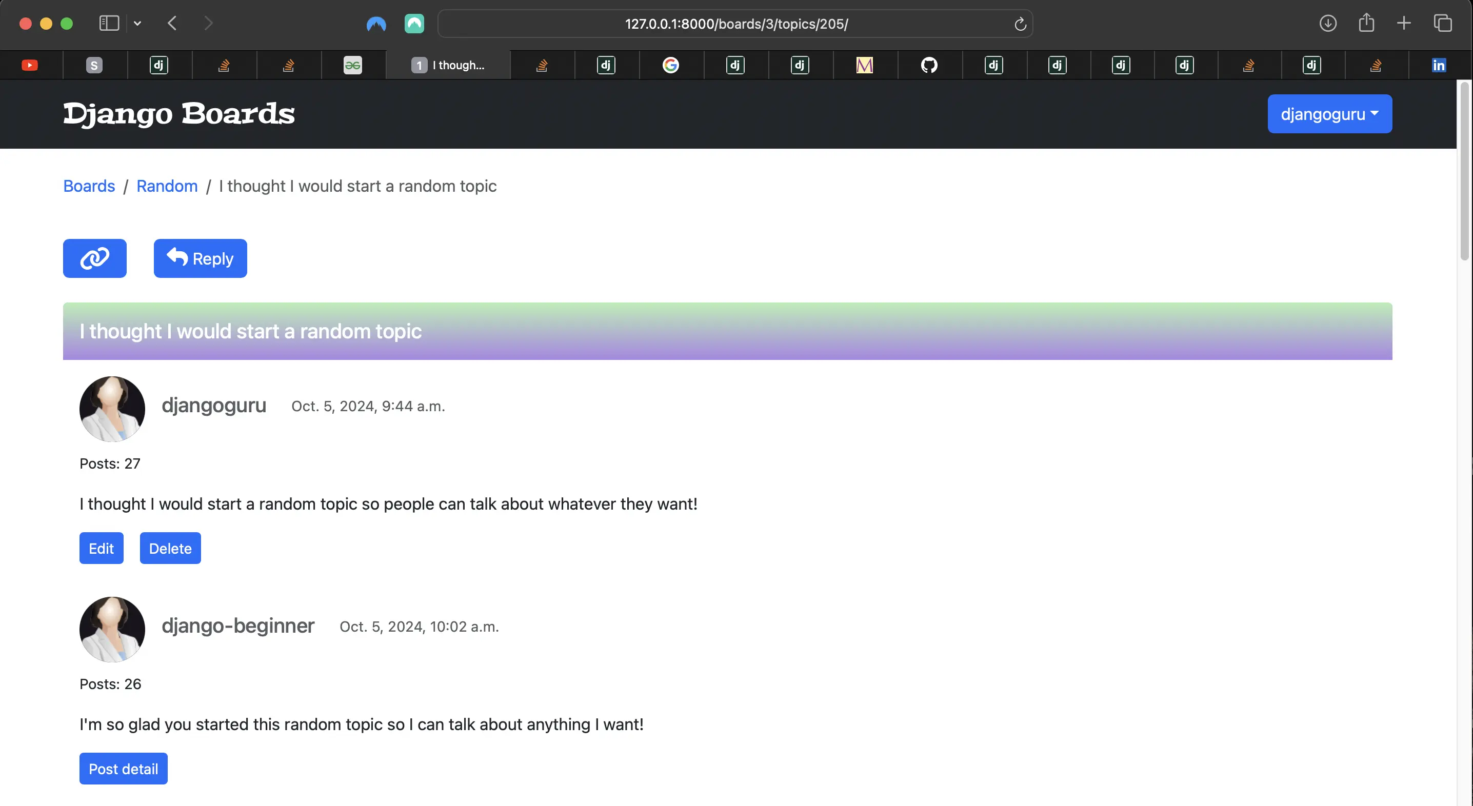 Creating a reply by a specific user to specific topic id that is part of the board I want to target