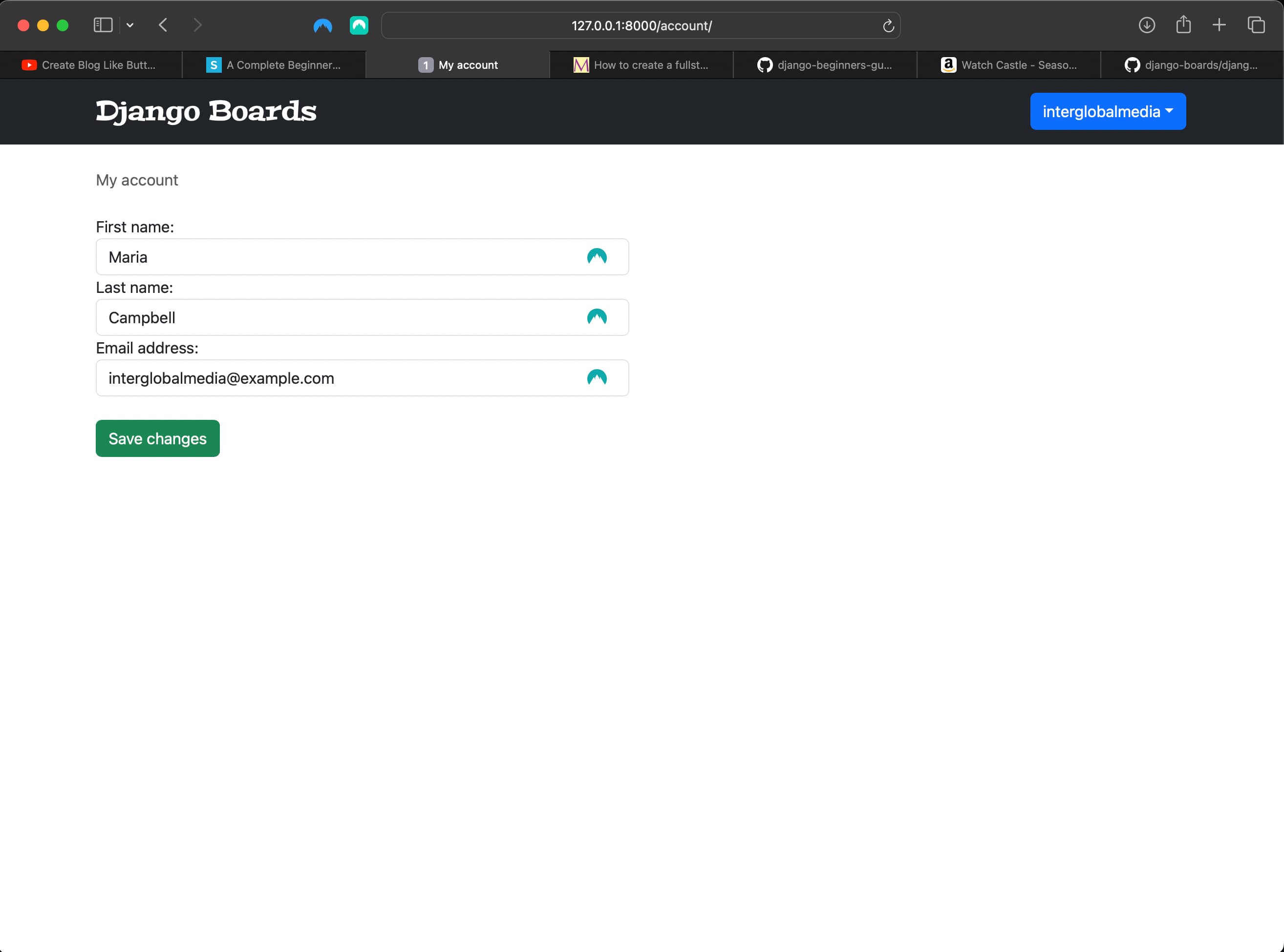 Improved My Account view html markup