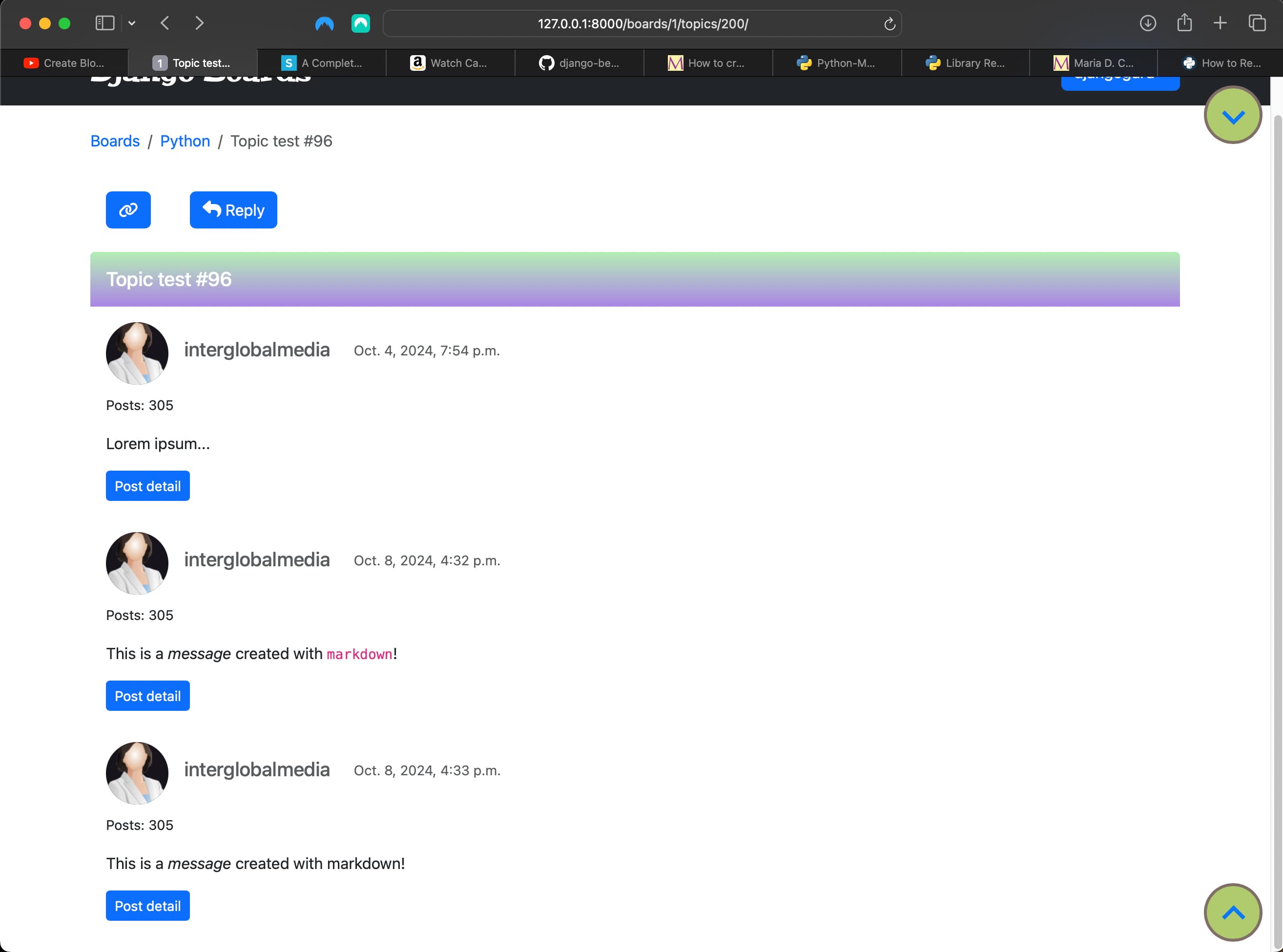 Implementing markdown in topic posts