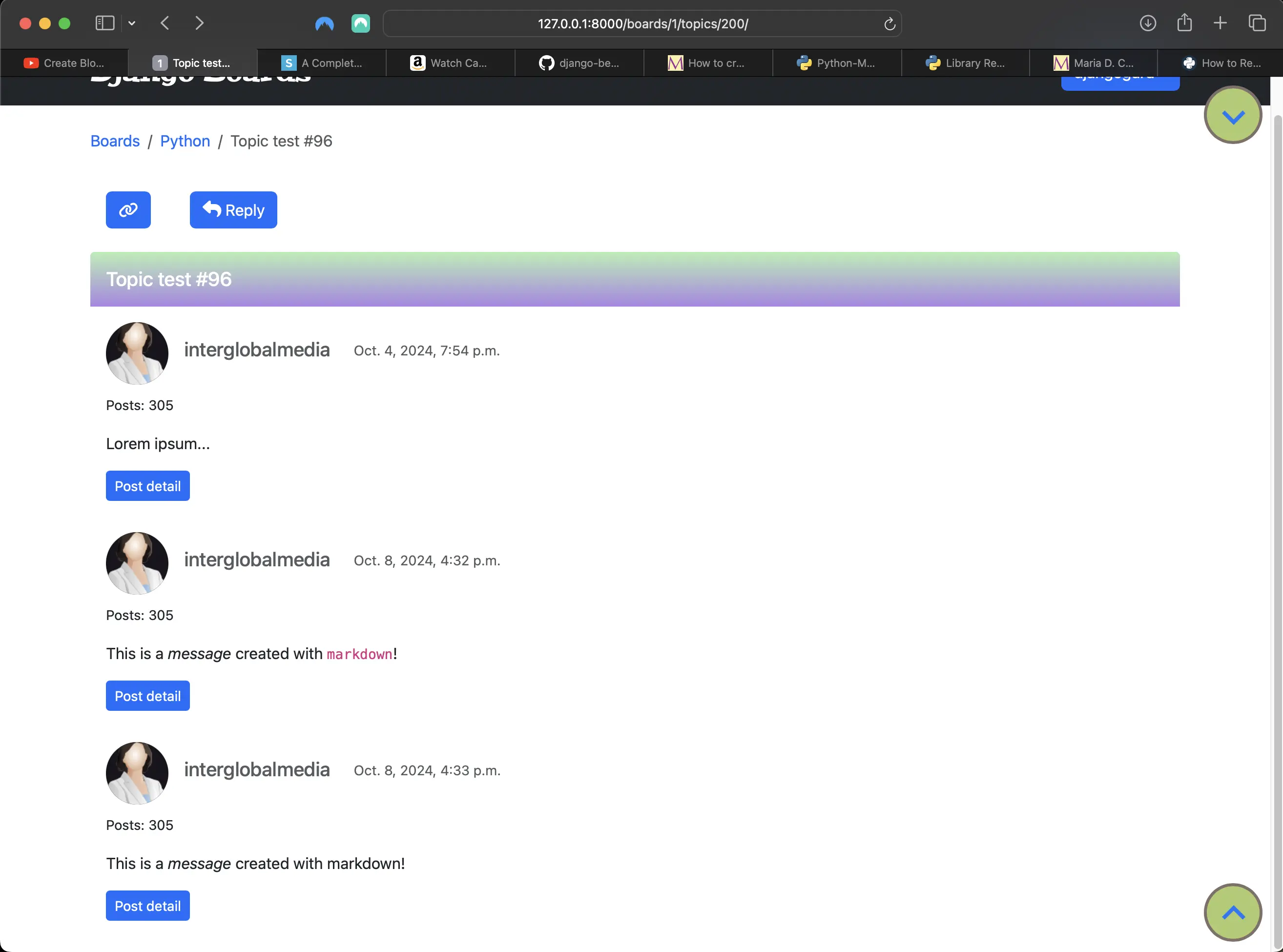 Implementing markdown in topic posts