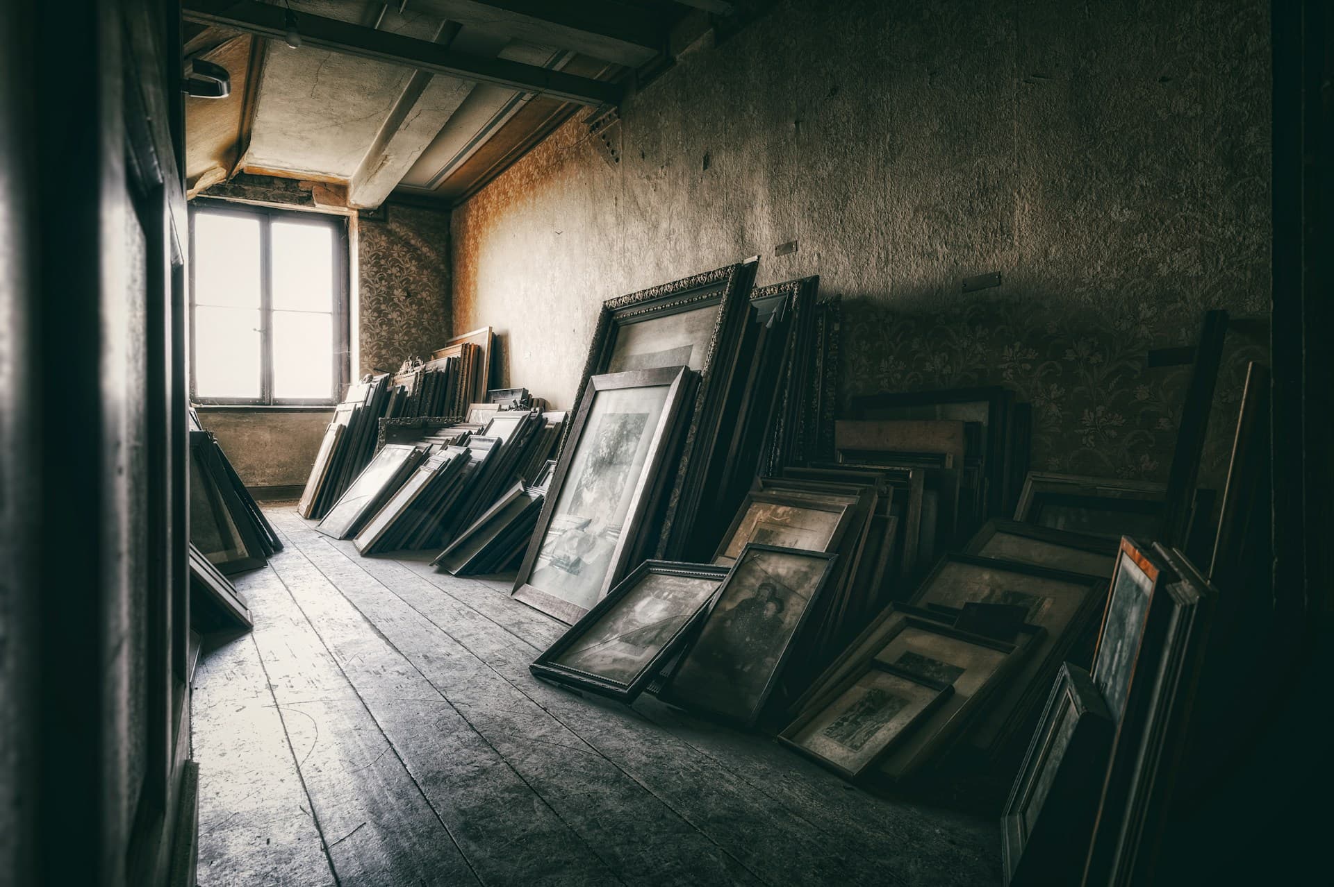Attic full of paintings