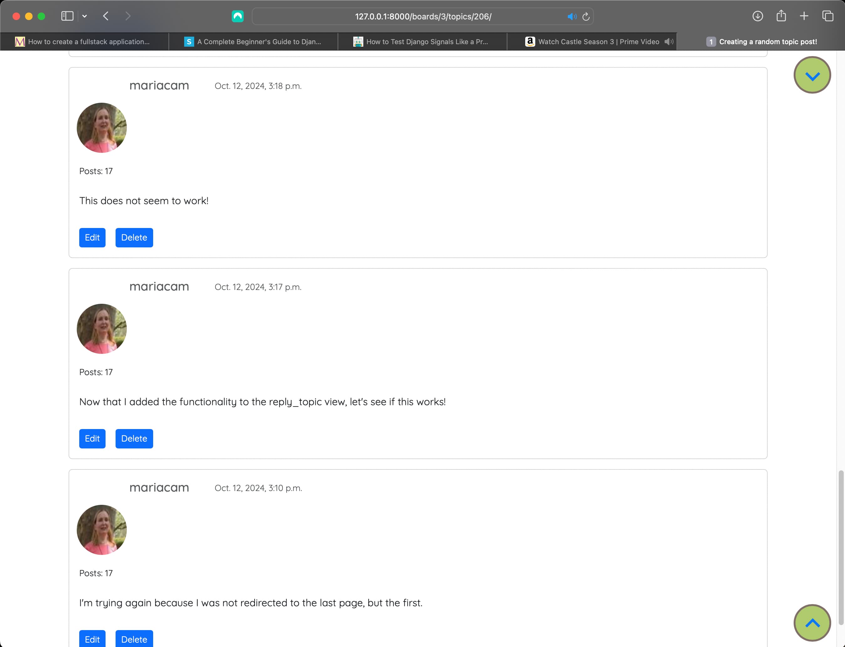 Topic posts in descending oder
