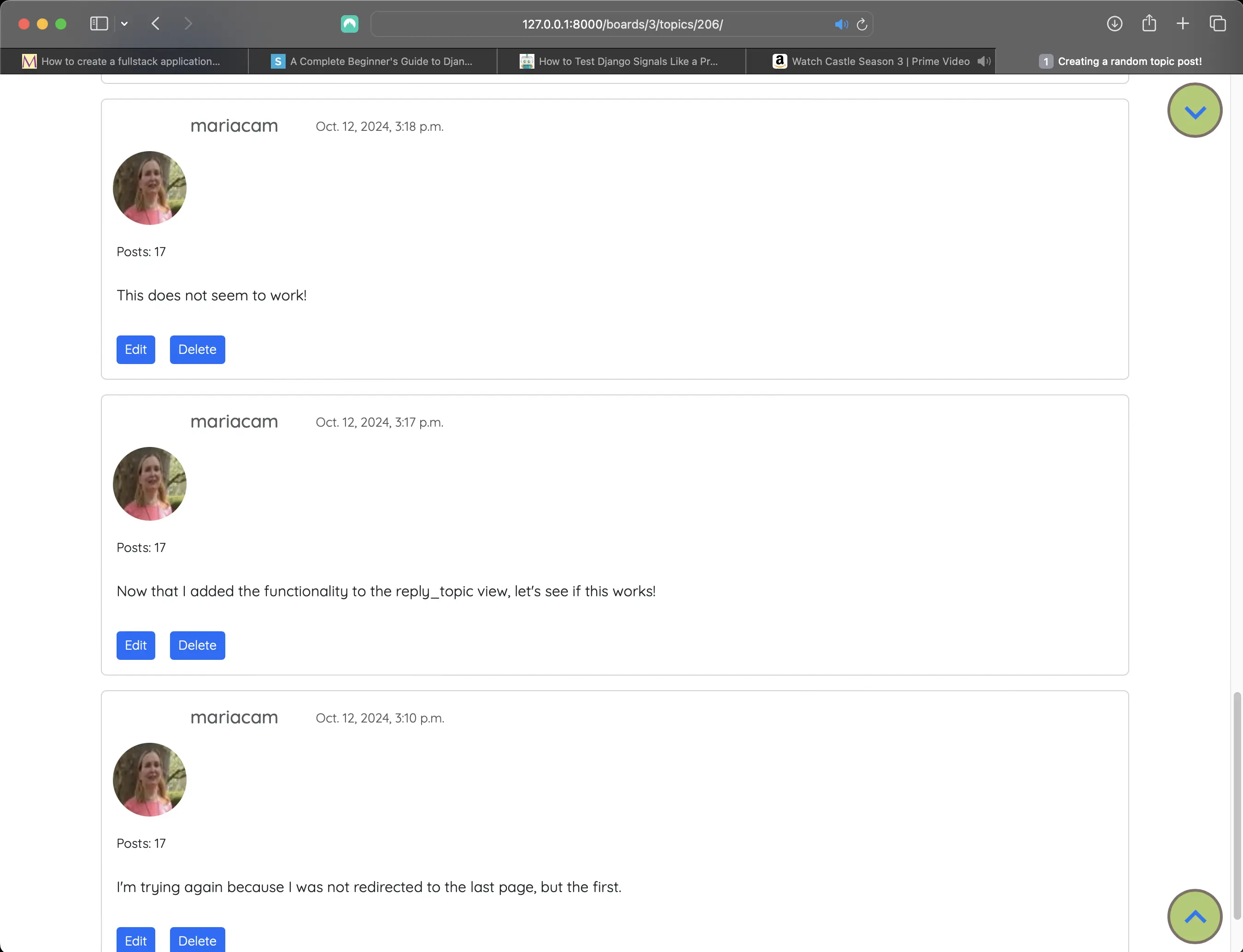 Topic posts in descending order