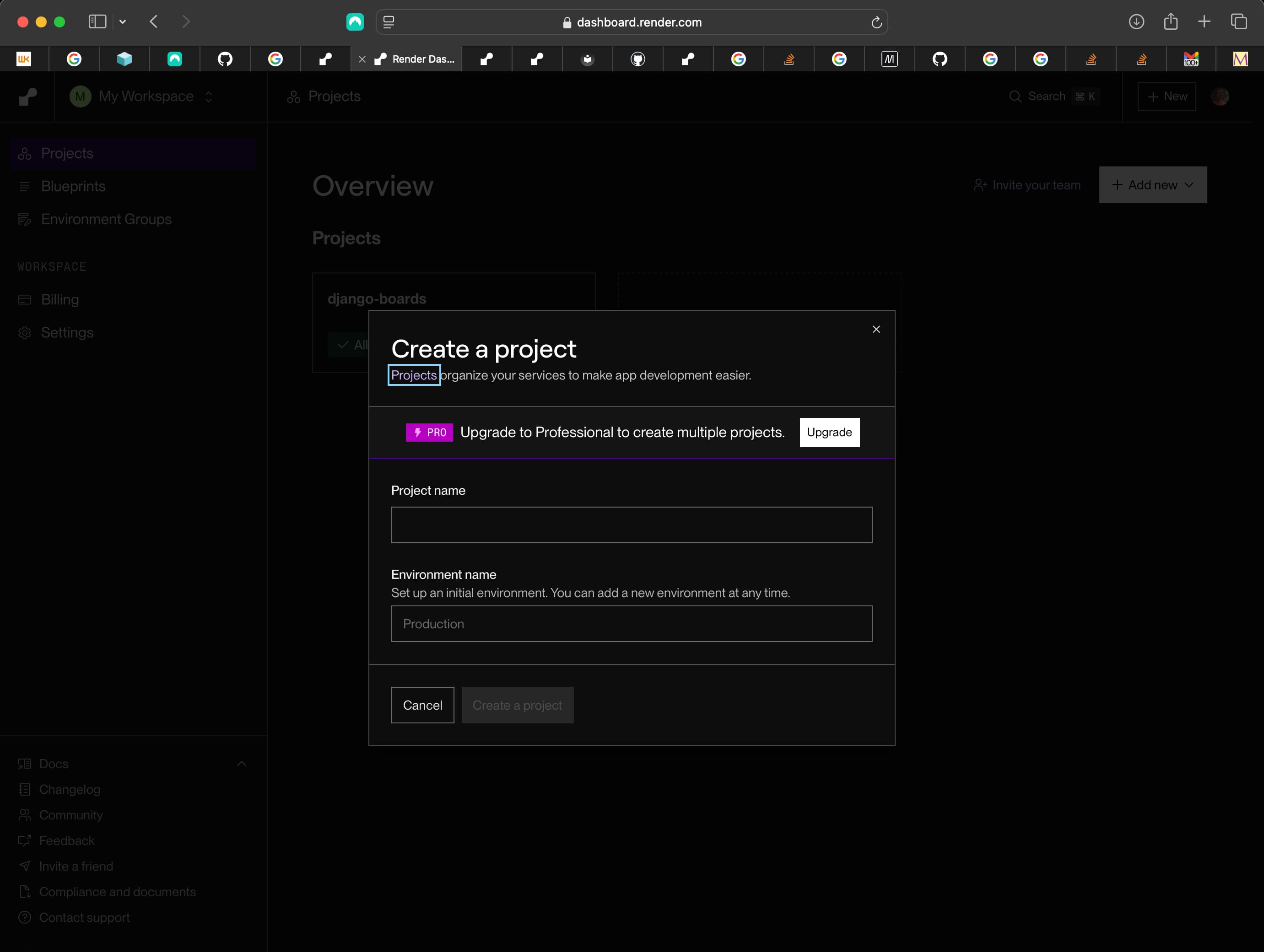 Creating a django project