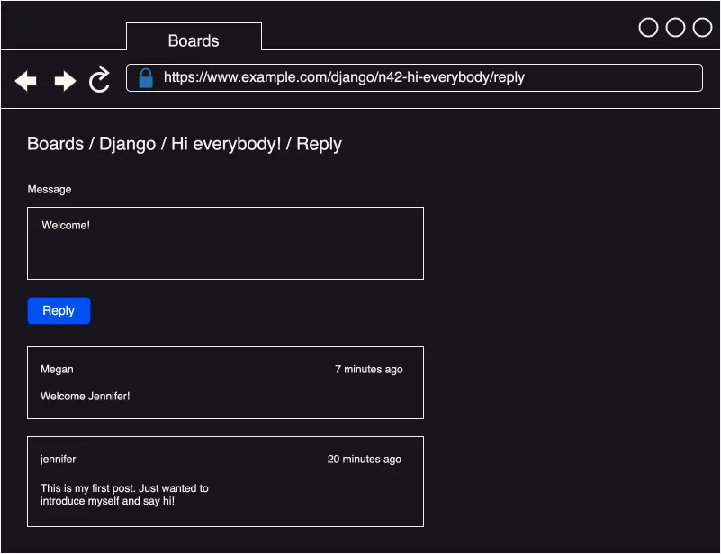 The topic view displaying the posting of a new reply