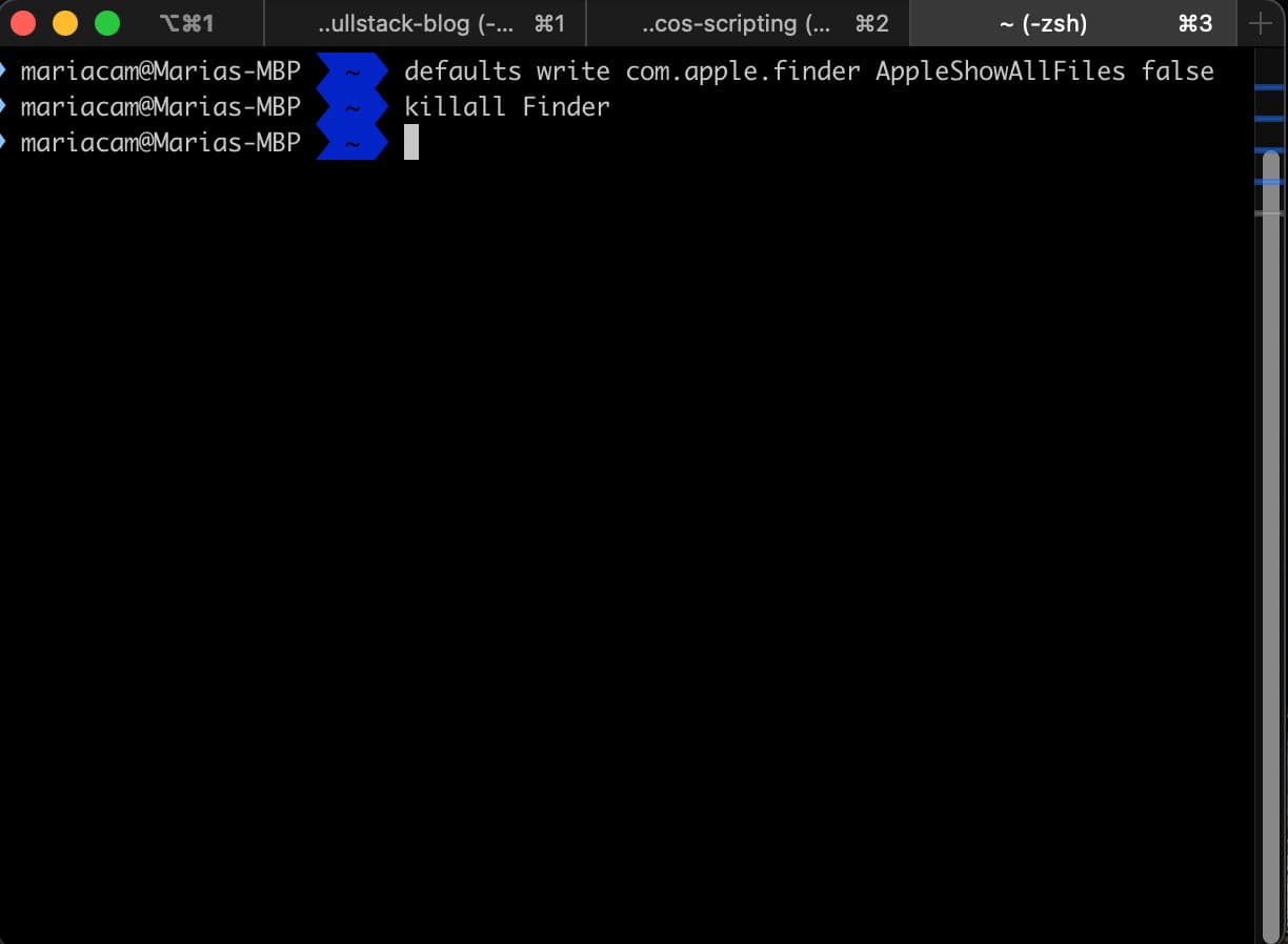 Typing the killall Finder command in Terminal