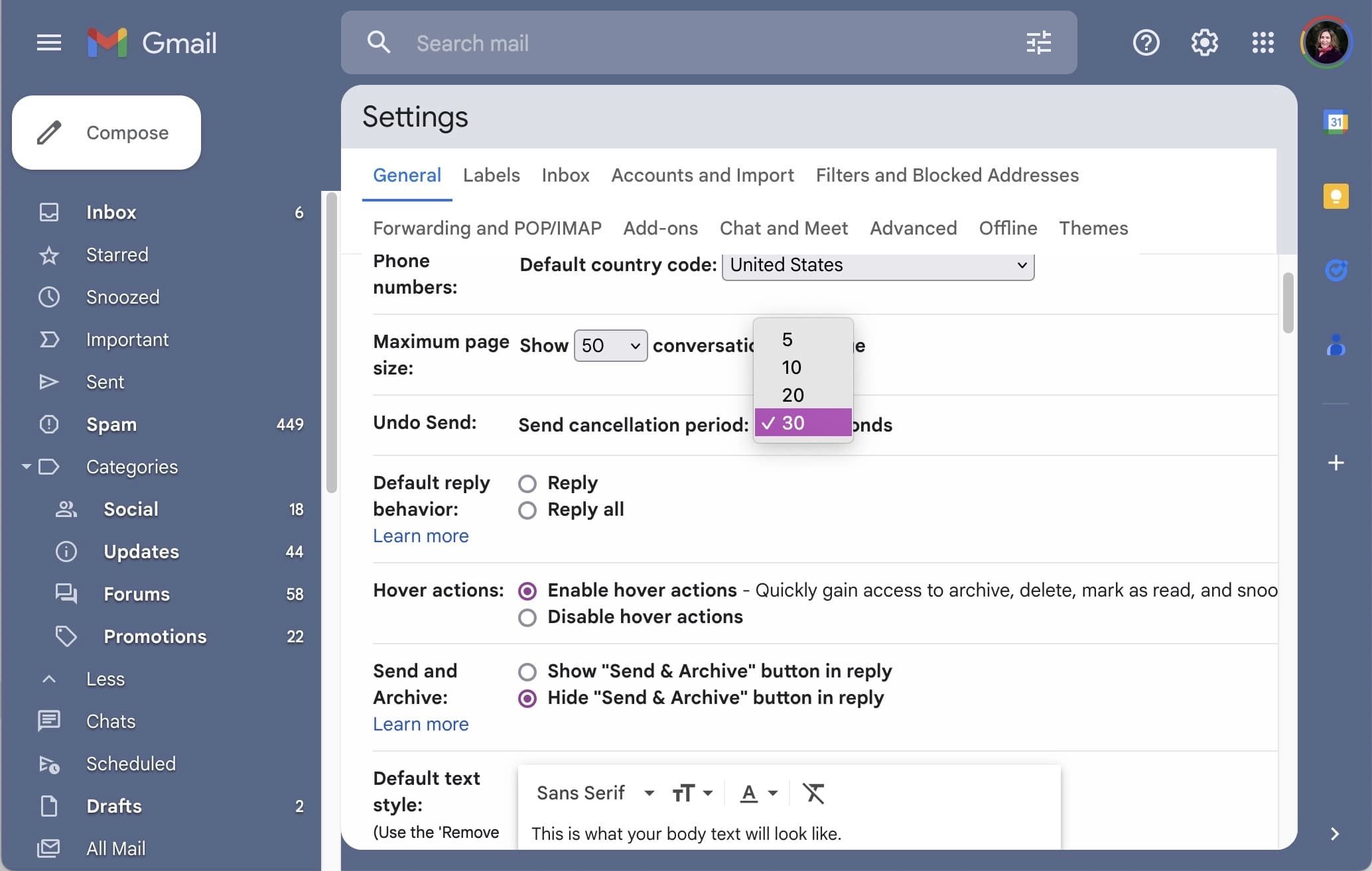 Screenshot of All Gmail Settings