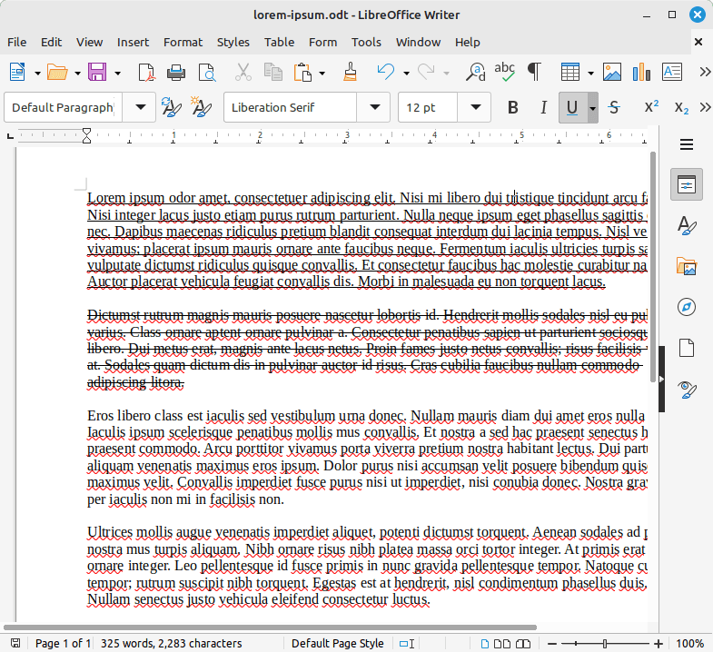 some lorem ipsum text some of which is underlined and strikethrough