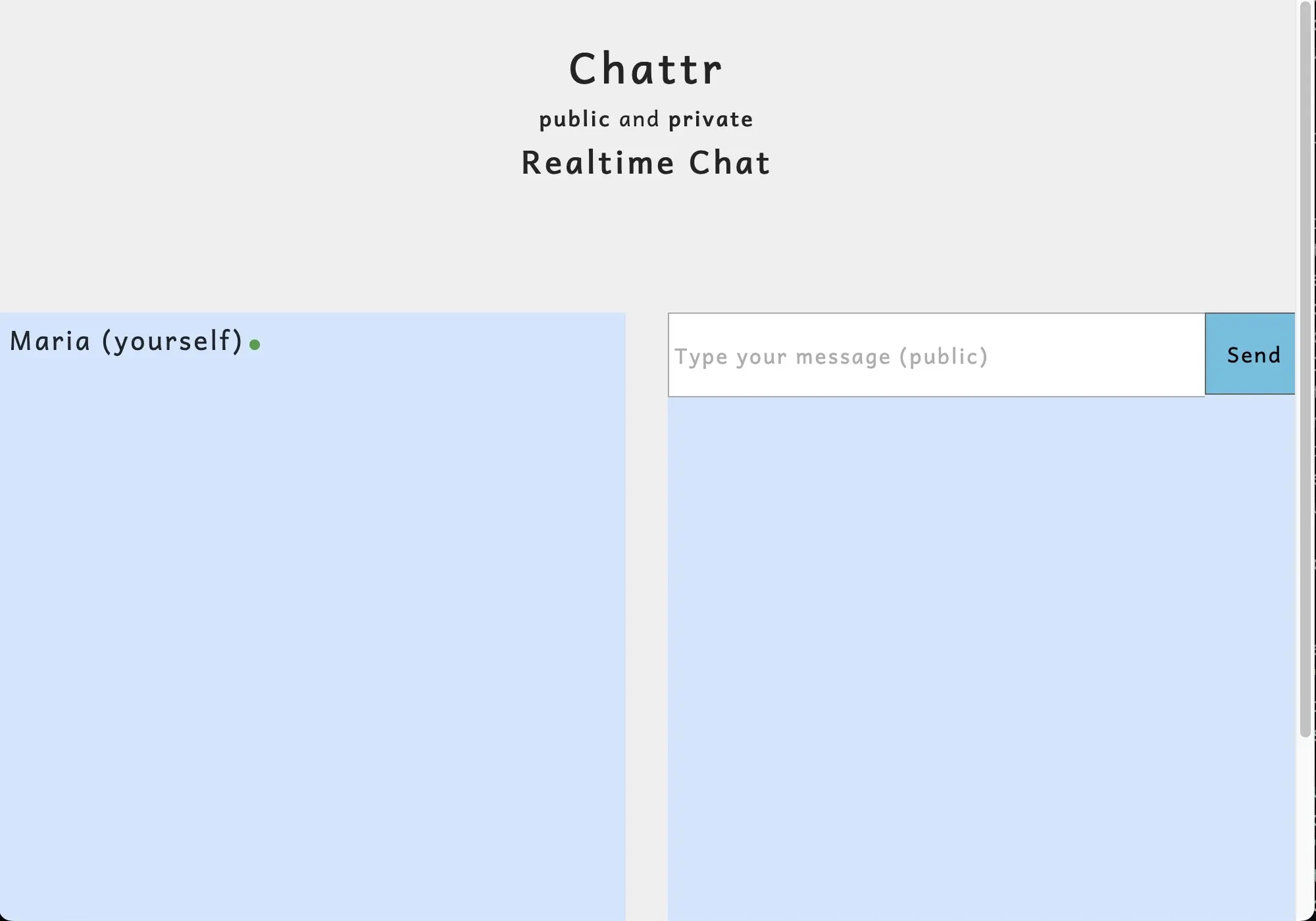 Chattr public and private realtime chat