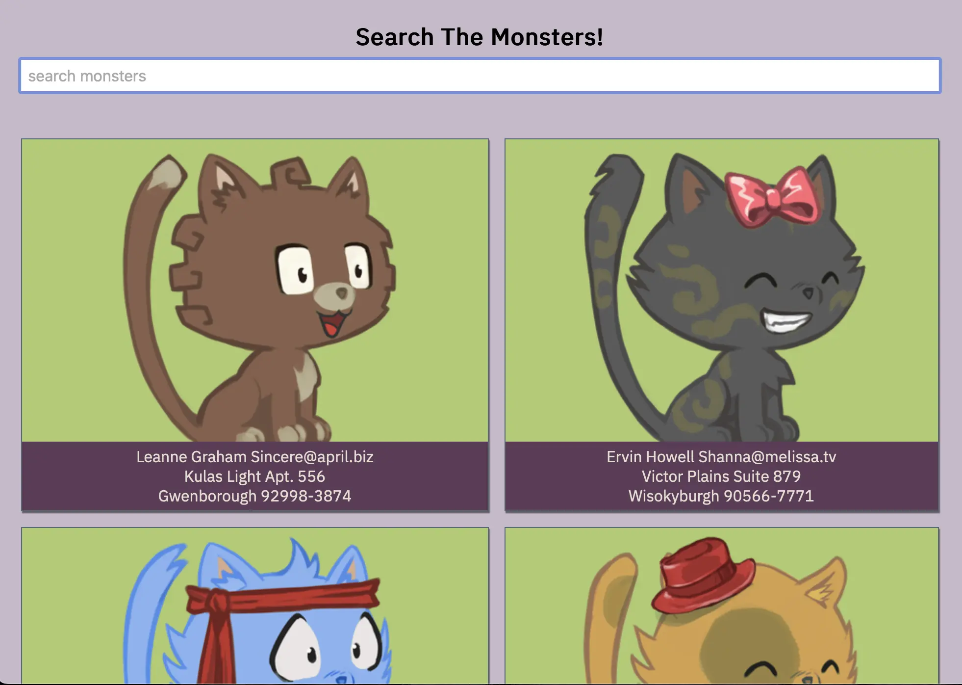 Monsters API JS App