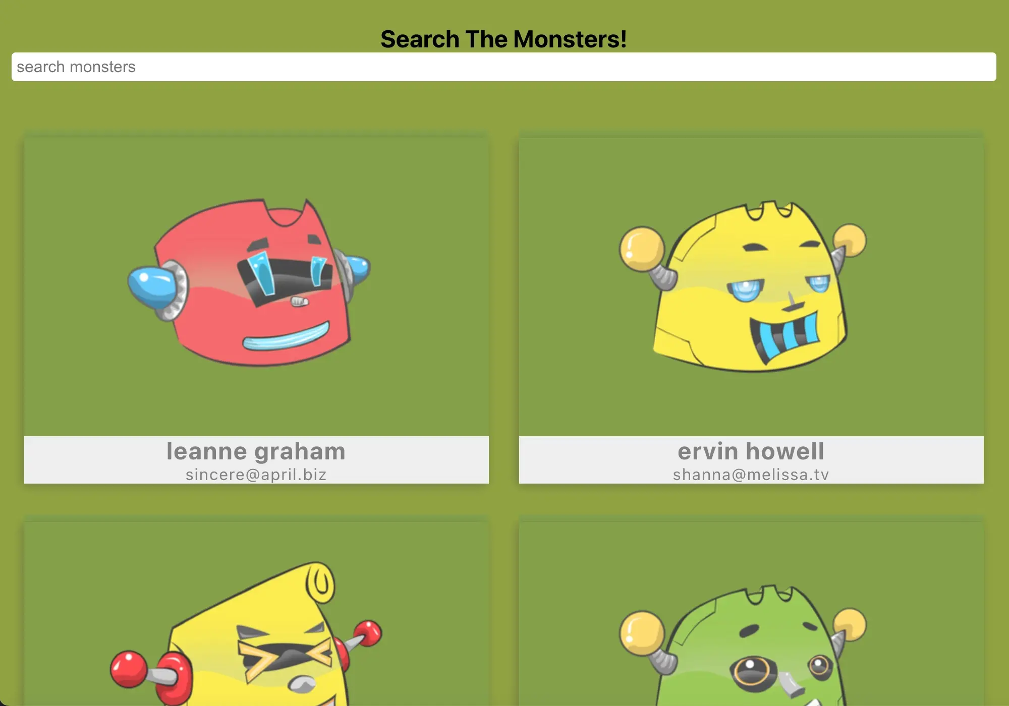 Monsters Rolodex (React Hooks)